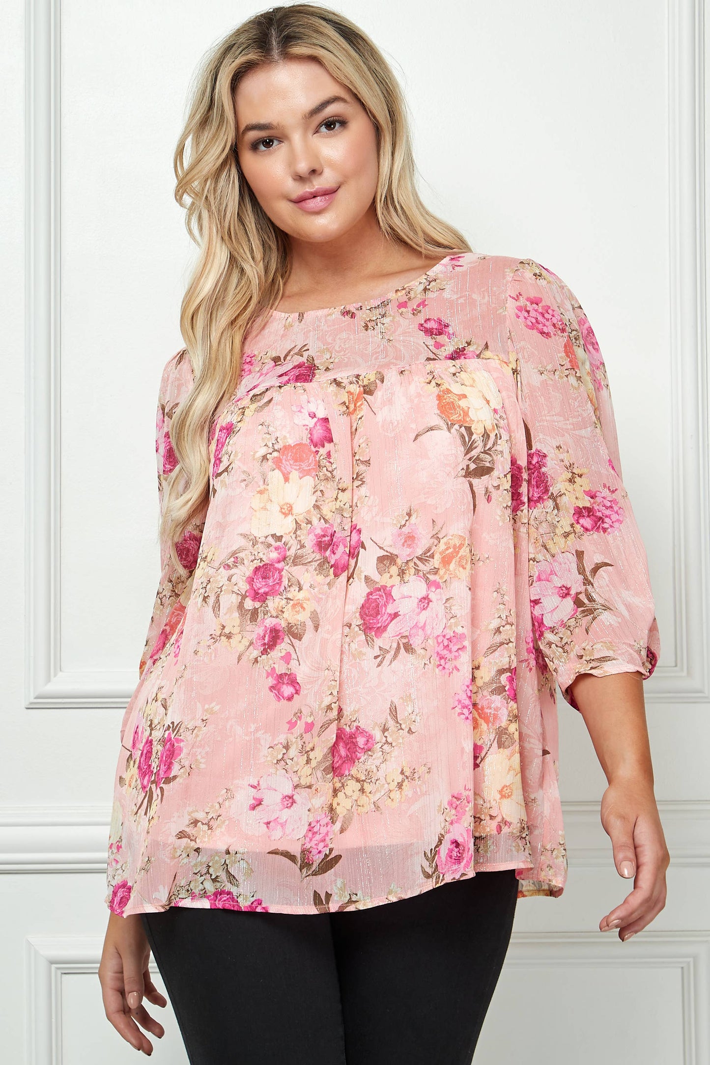 PLUS SIZE FRONT AND BACK YOKE BLOUSE