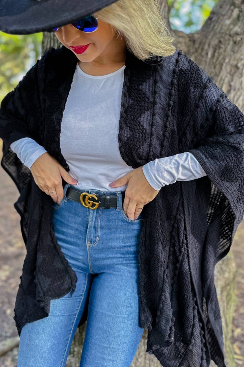 Textured Open Front Soft Kimono