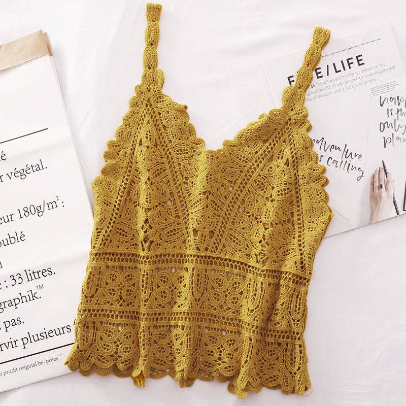 Women's Sleeveless Layering Crochet Lace Tank Top Vest