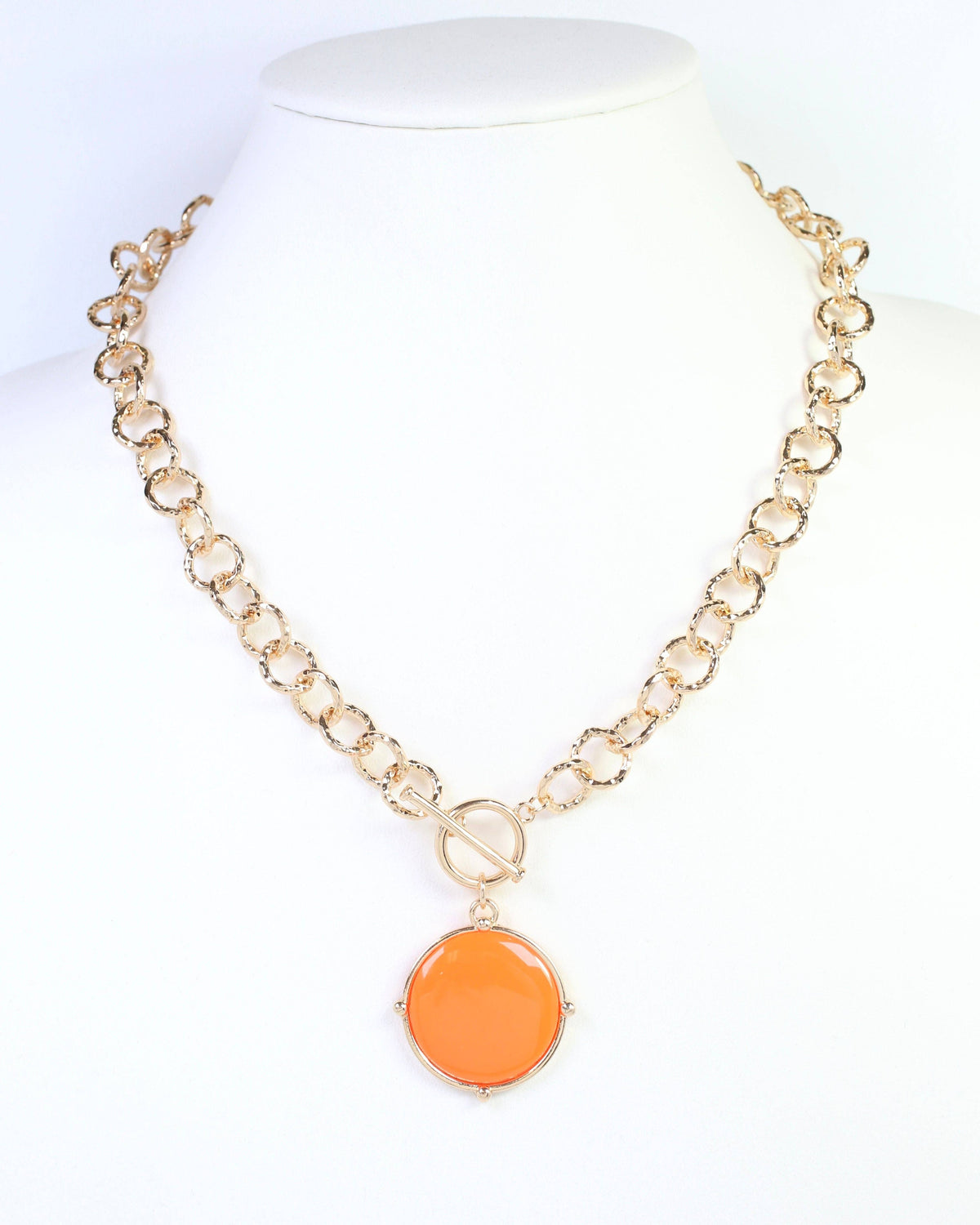 McKinley Pendant Toggle Necklace Orange