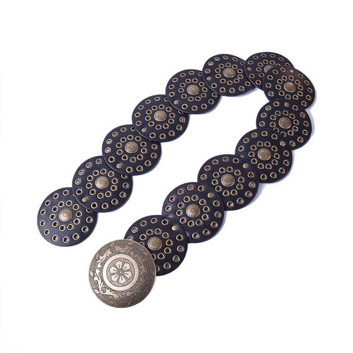 RETRO FASHION RIVET EYELET DISC BELT