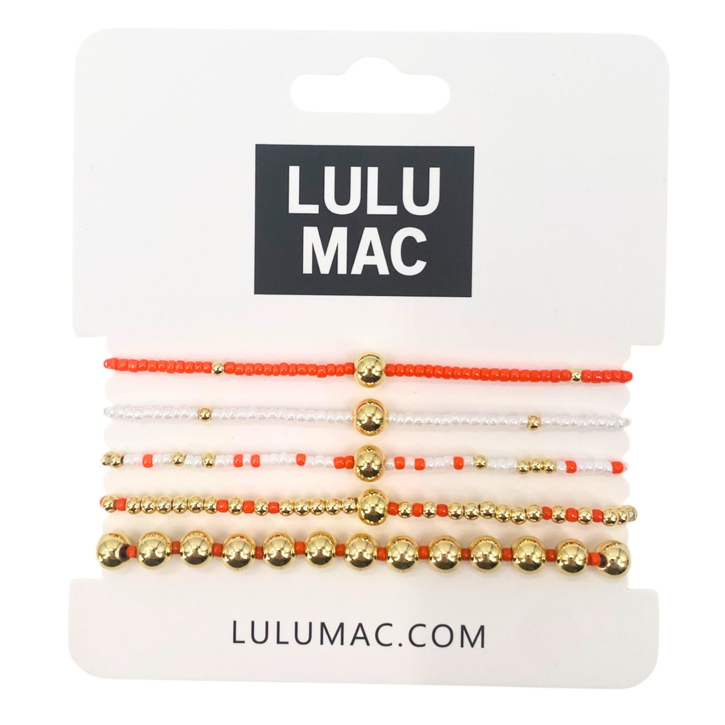 Lulu Mac Orange and White Bracelet Set