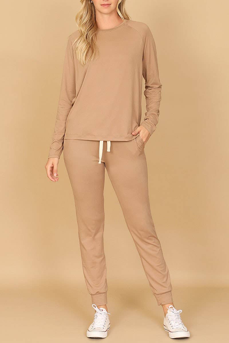 LONG SLEEVE TOP AND JOGGERS SET WITH SELF TIE