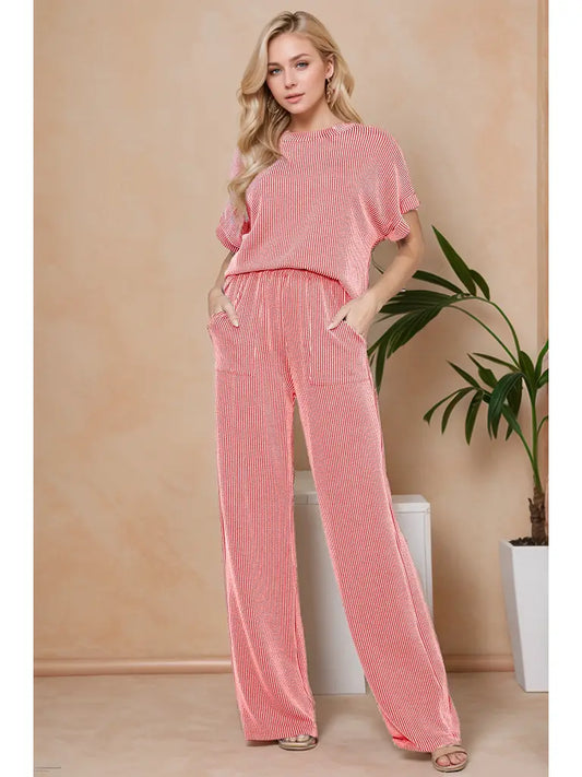 WAVERIB SHORT SLEEVE TOP AND PANTS SET