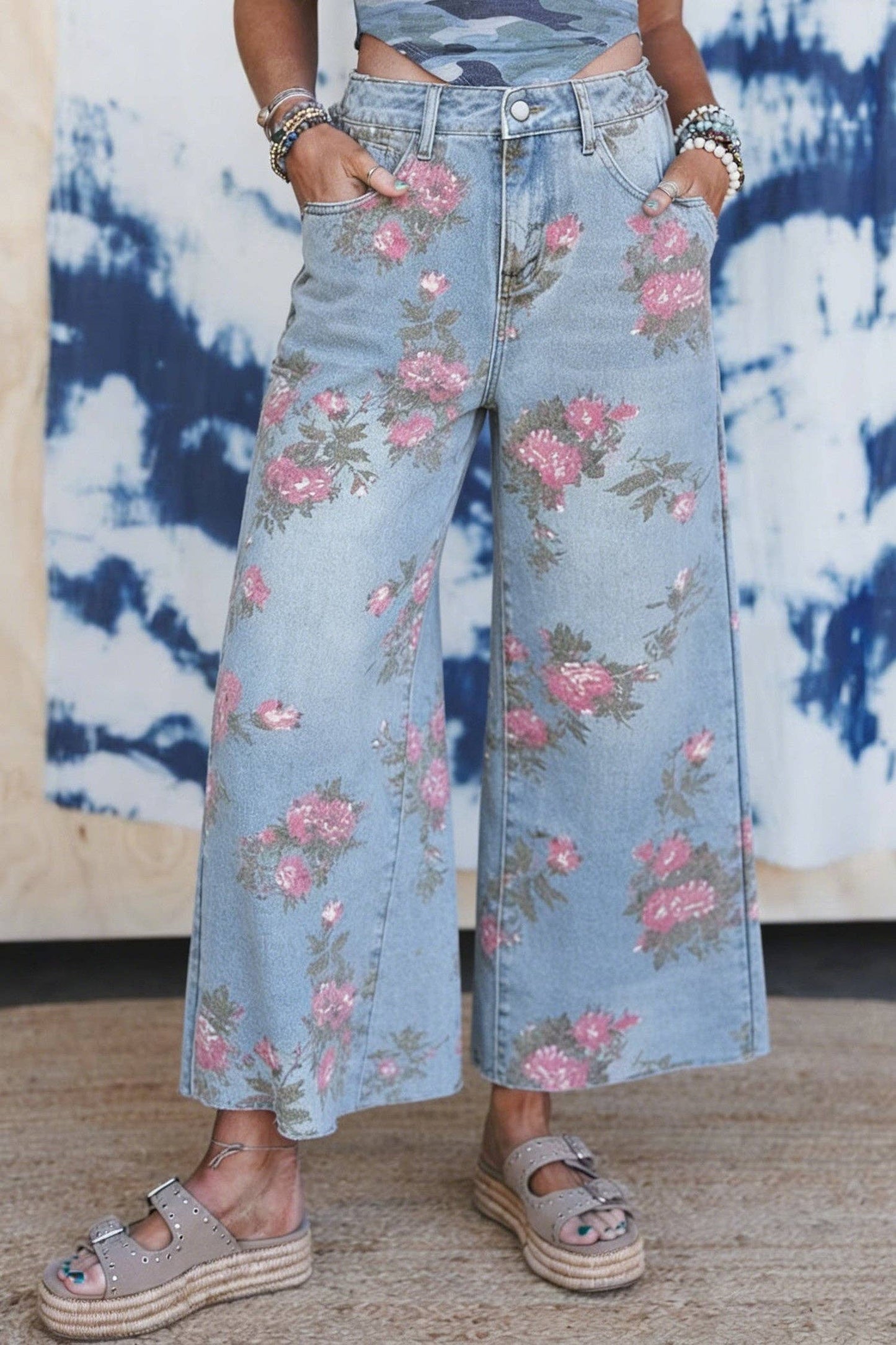 Blue Floral Jeans