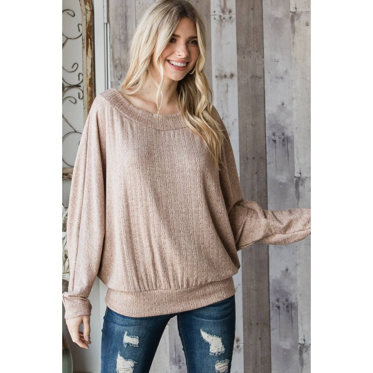Boat Neck Knit Top