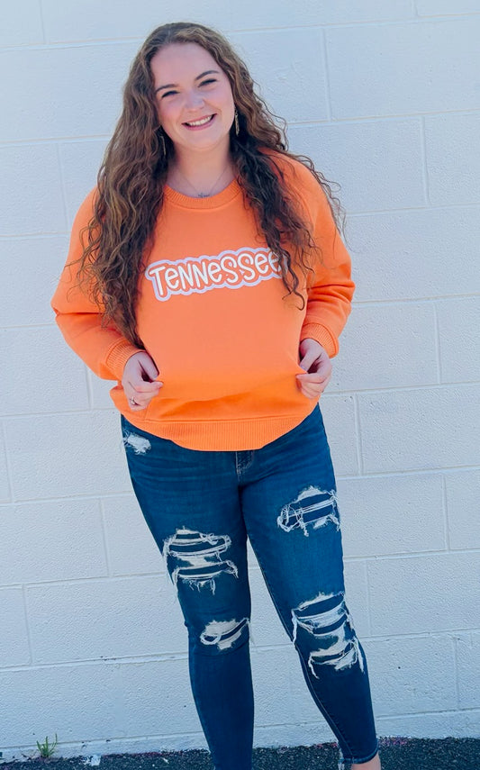 TENNESSEE PUFF ROUND NECK RIBBED SIDE RAGLAN SWEATSHIRT