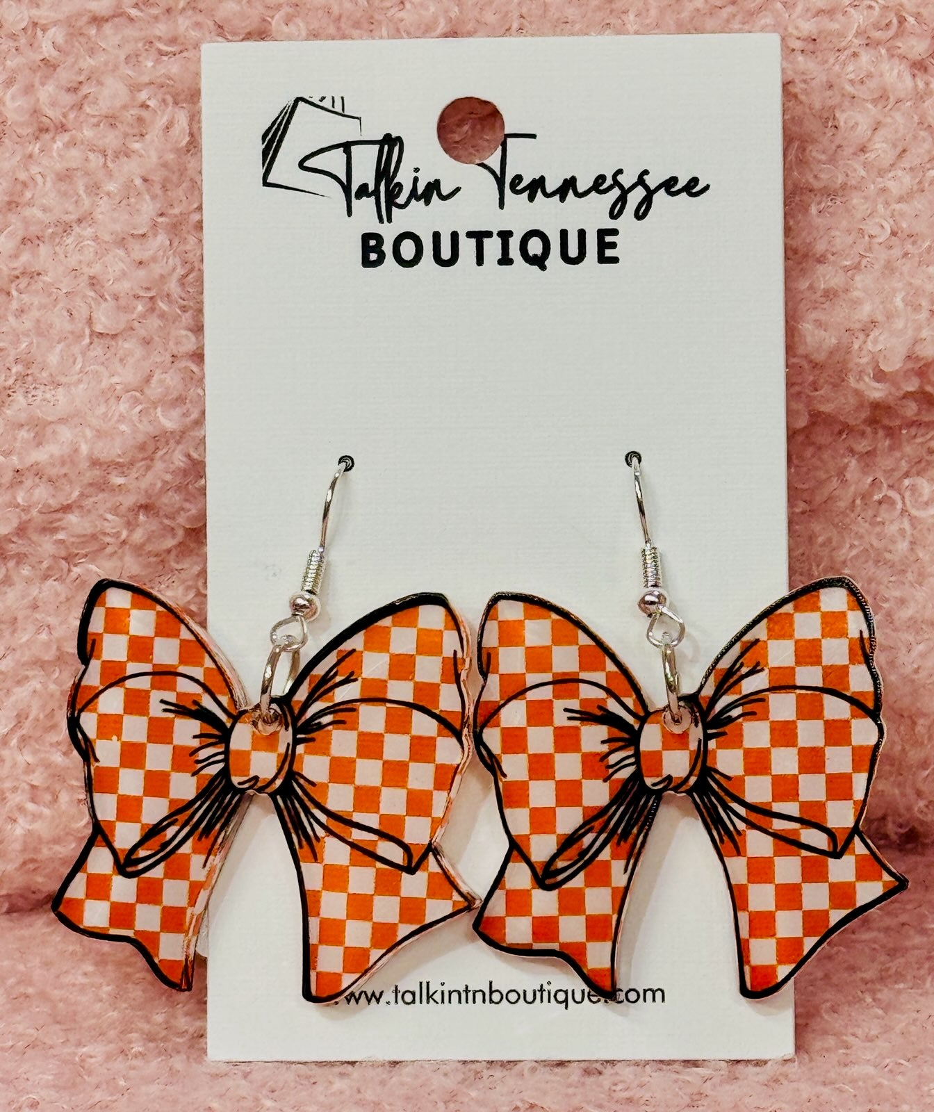 Checkered Bow Earrings