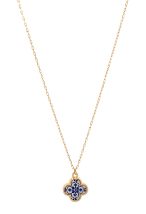 Blue 5 Shell Clover Necklace