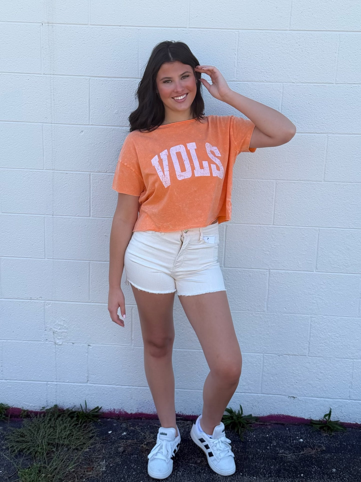 High Rise Step Fray Hem Shorts