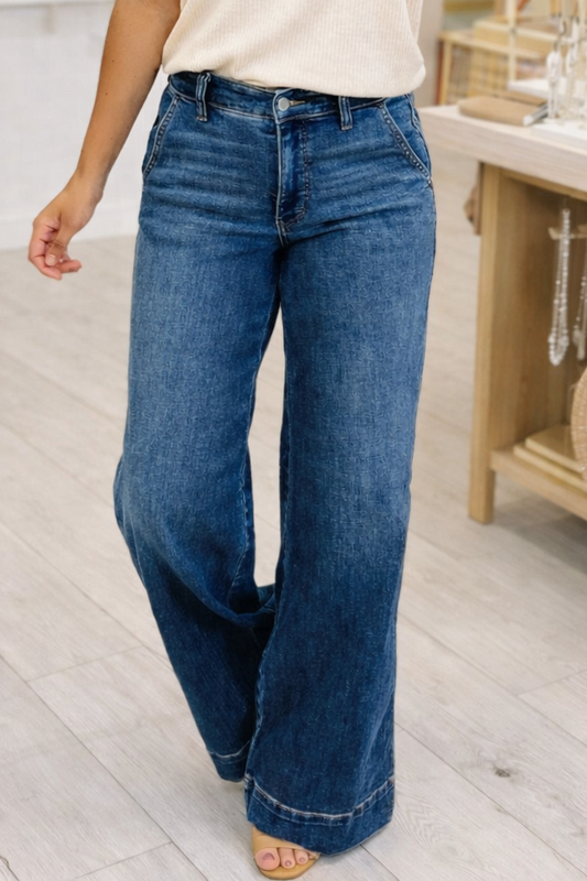 JUDY BLUE Petite MR Wide Leg