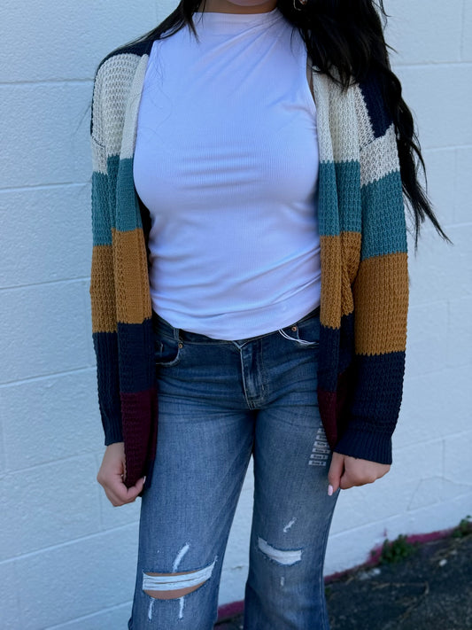 Color Block Cardigan Sweater