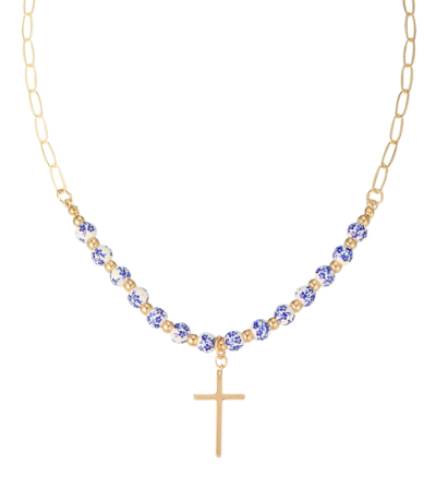 Ceramic Ball Cross Pendant Necklace