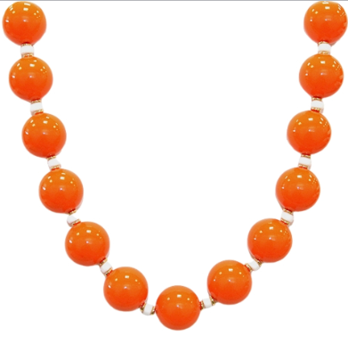 GAMEDAY Color Ball & Bead Necklace – Orange/White