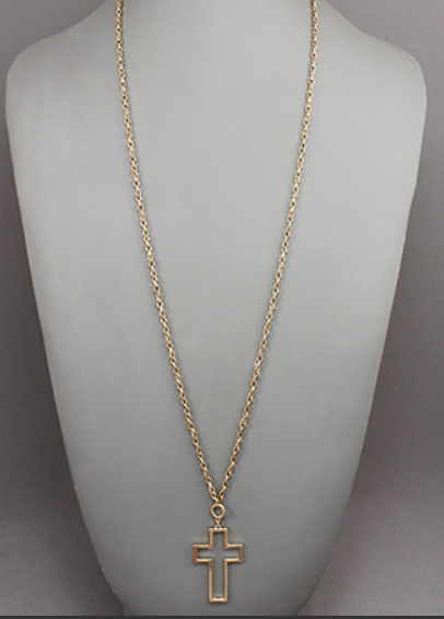 Cut Out Cross Chain Necklace