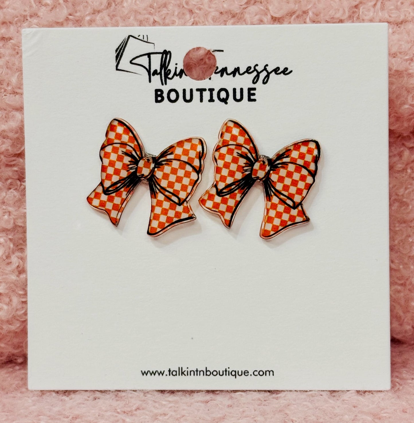 Checkered Bow Earrings