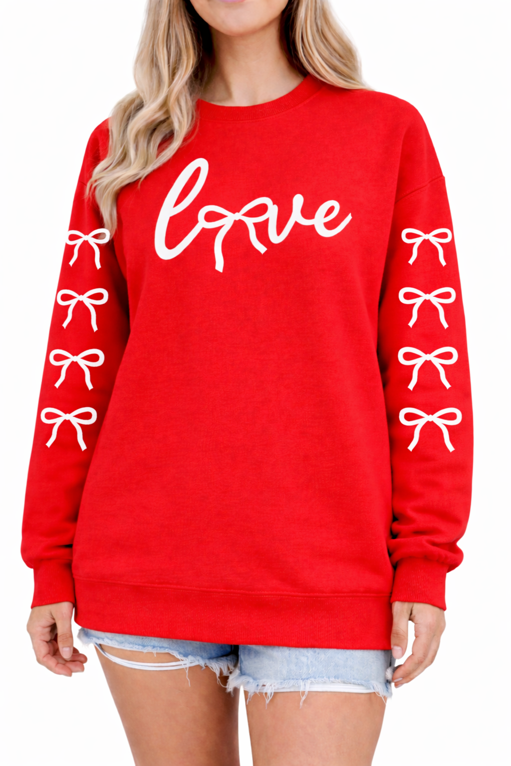 Love Sweatshirt with Bow Sleeves