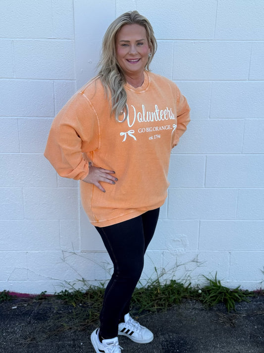 Tennessee Vols Established Bow Orange Corded Crew Sweatshirt