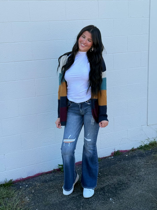 Color Block Cardigan Sweater