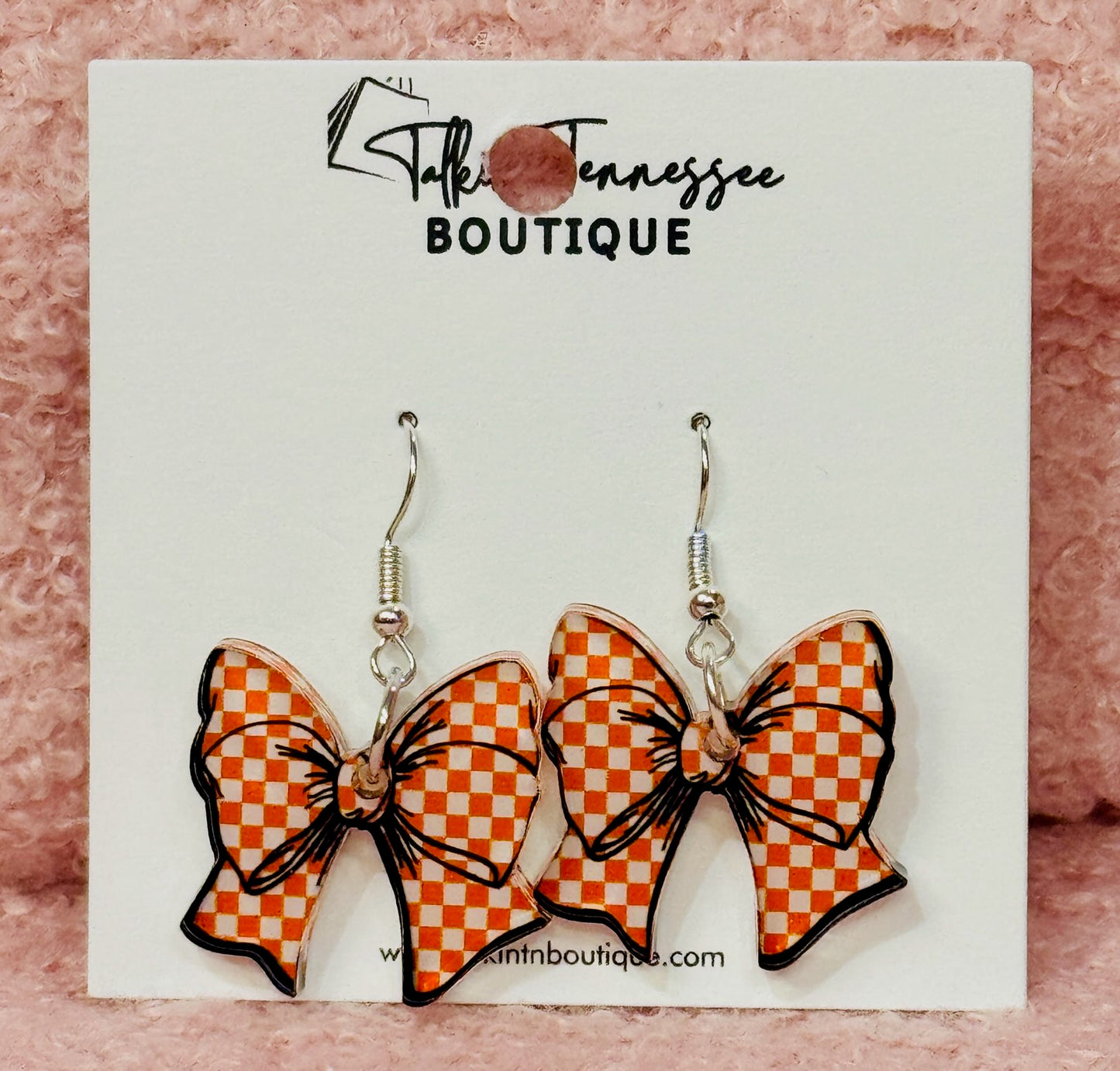 Checkered Bow Earrings
