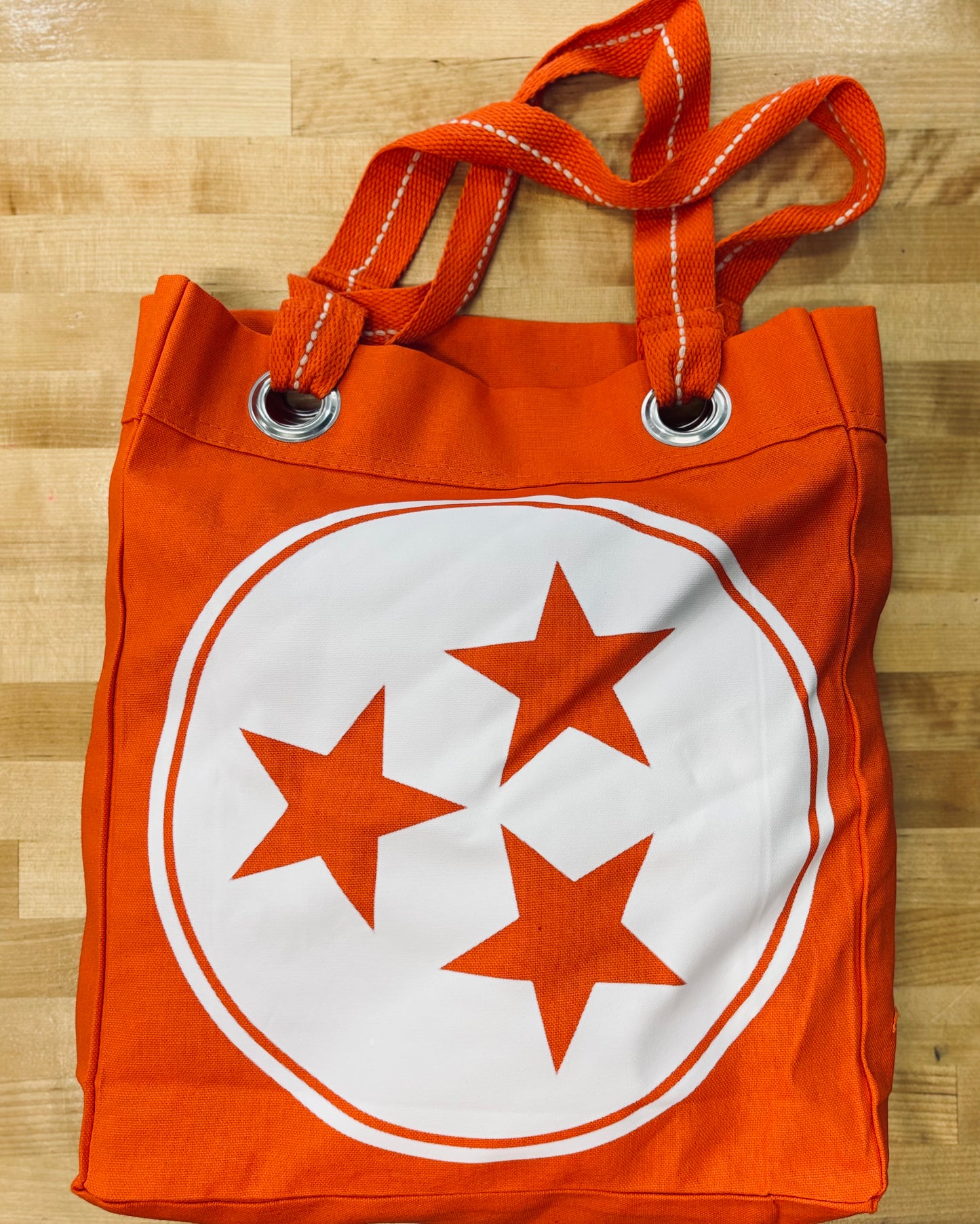 Orange w/White Tri-Star Canvas Tote