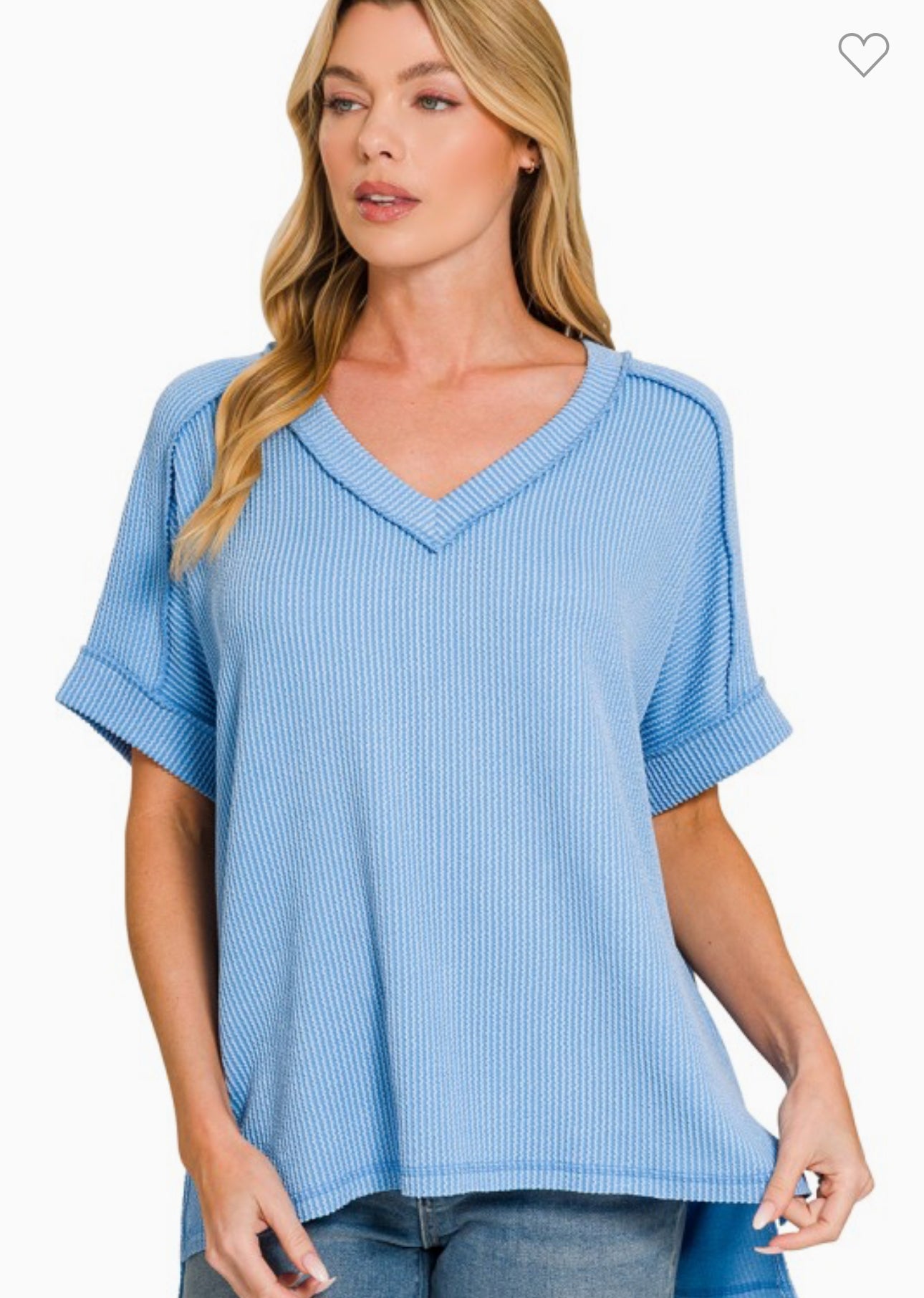 Raised Ribbed V Neck