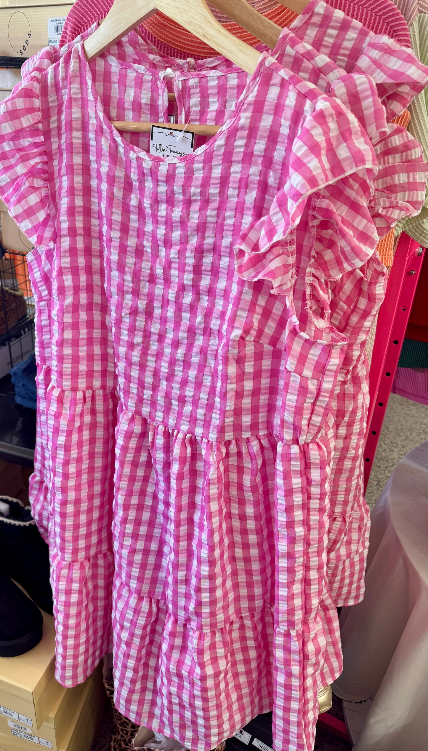 Pink and White Checkered Dress