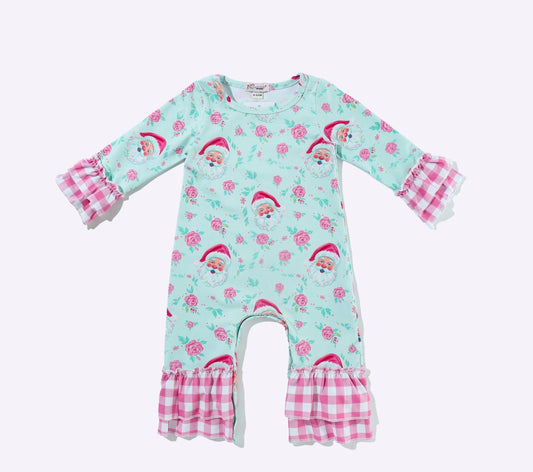 Aqua Santa Rose Baby Romper