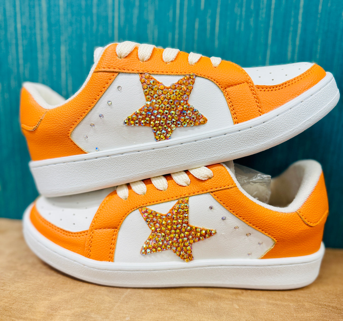 Glam Rhinestone Orange Star Game Day Sneaker