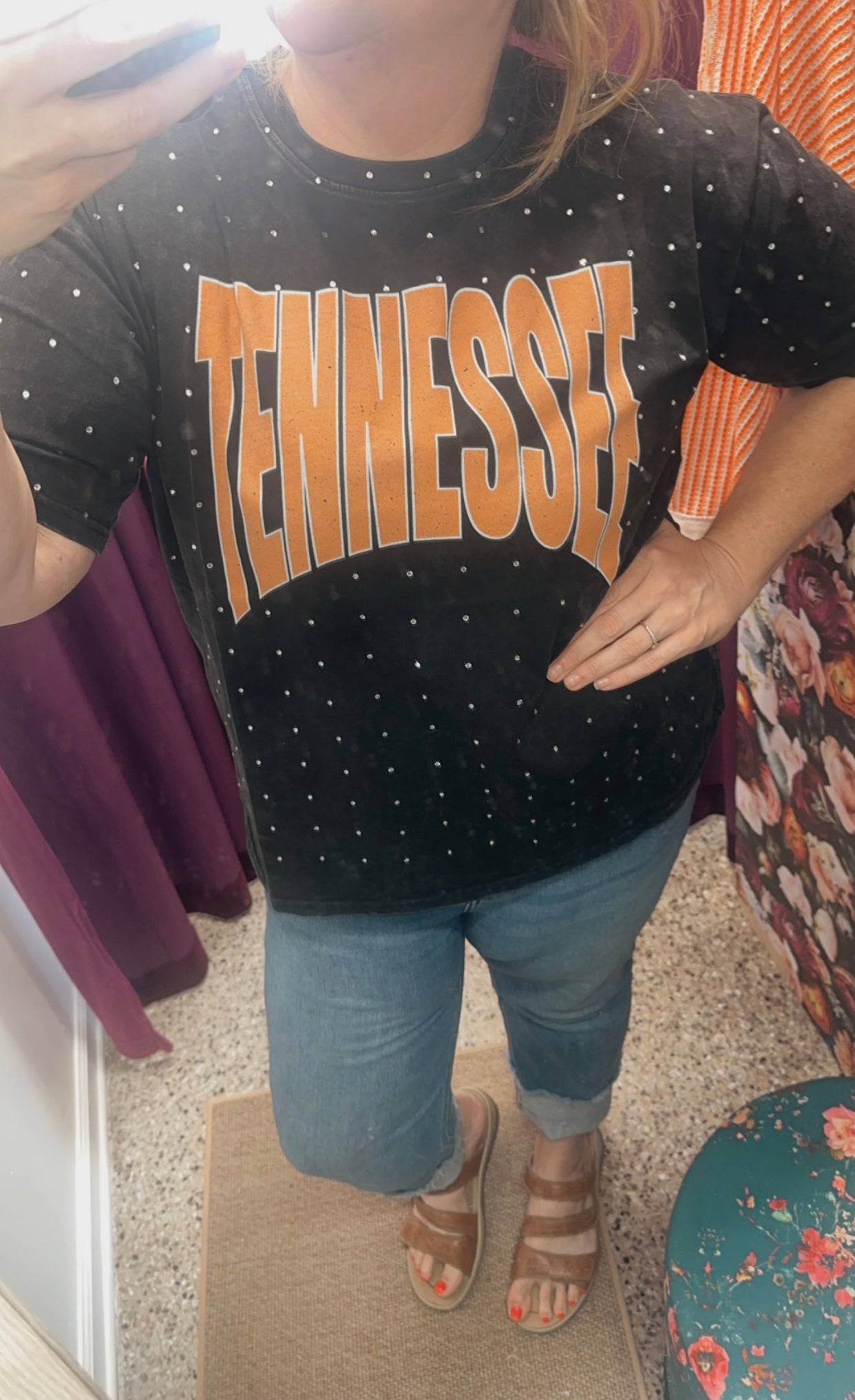 Acid Washed Rhinestone Tennessee Tee