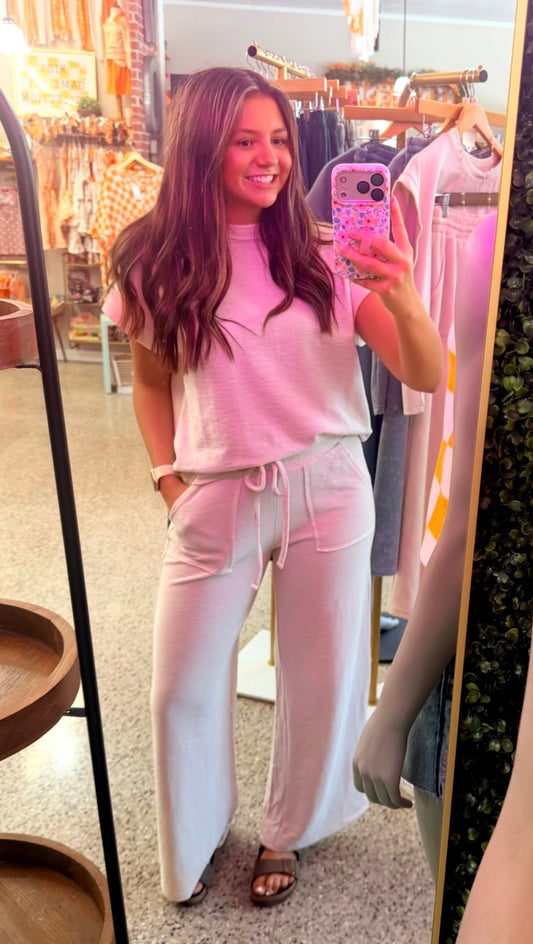 Cotton Slub Short Sleeve Tee & Long Pants Set