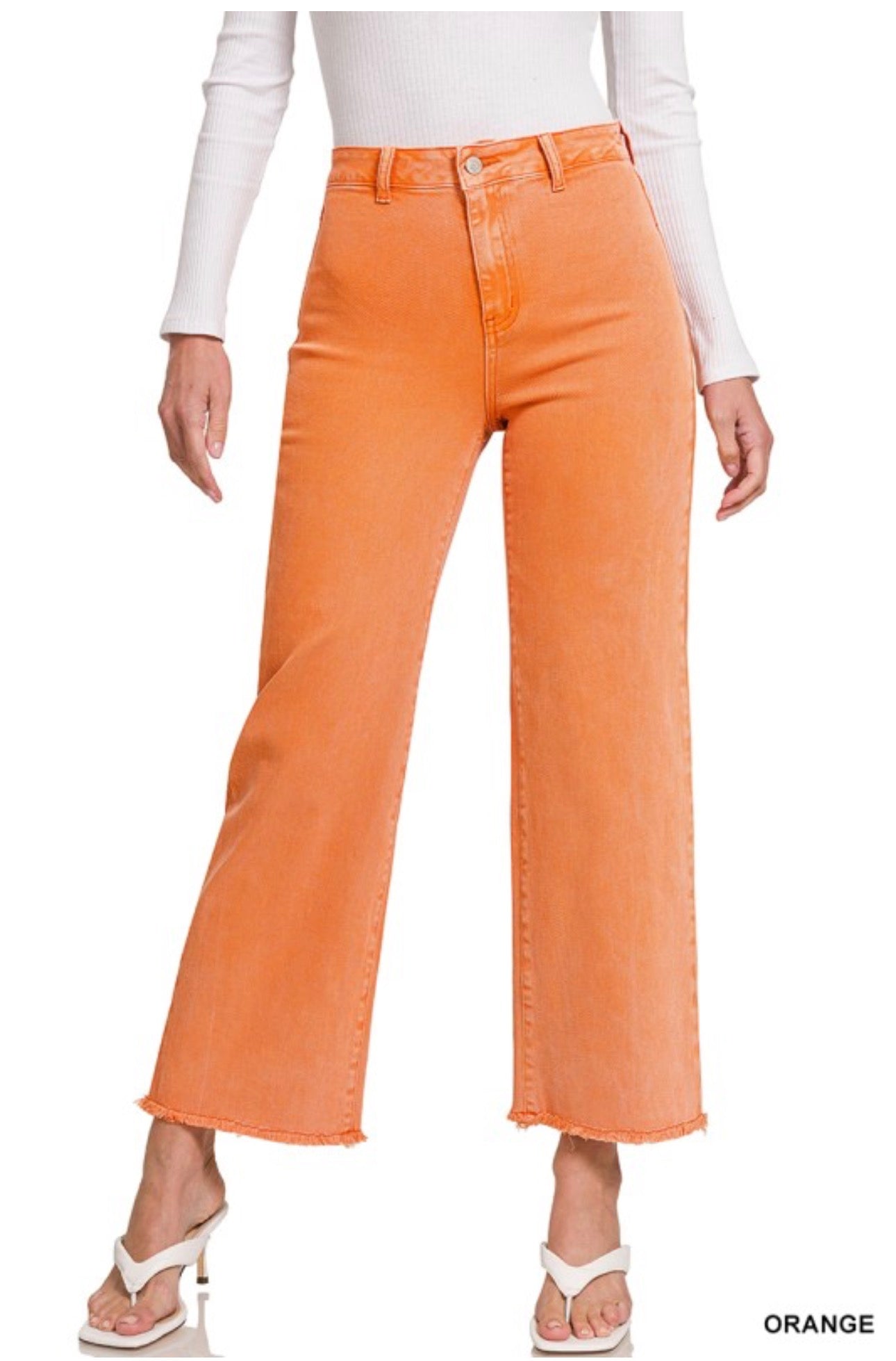 Acid Washed HW Frey Hem Jeans