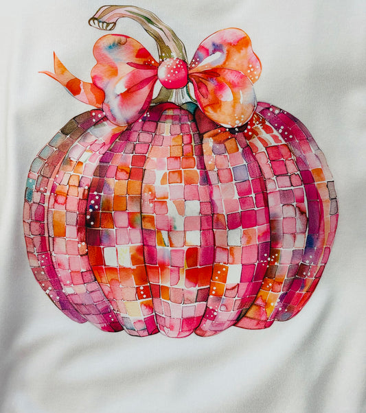 Disco Ball Pumpkin BLOUSON SLEEVE SWEATER