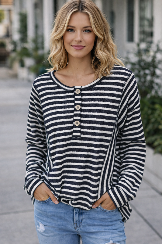 Striped Ribbed Top