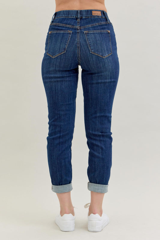 JUDY BLUE - High Waist Pull On Double Cuff Slim