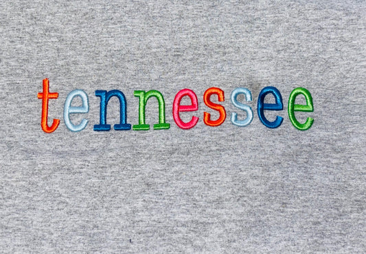 Tennessee Embroidered Multi-Color Sweatshirt