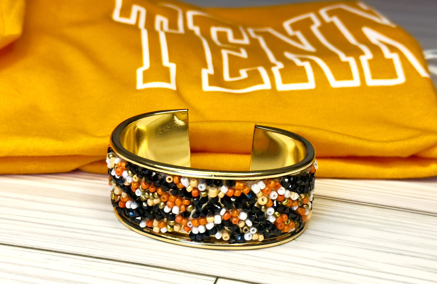 Black/Orange Bead Cuff