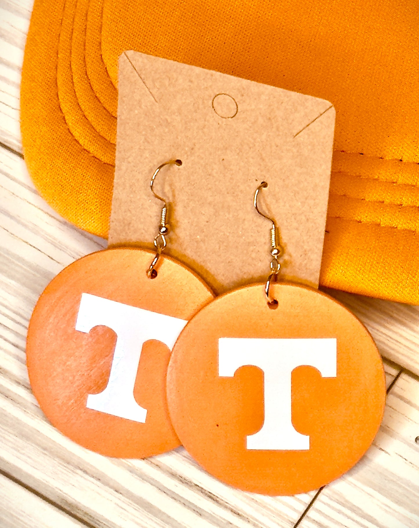 Round Tennessee Orange Earrings