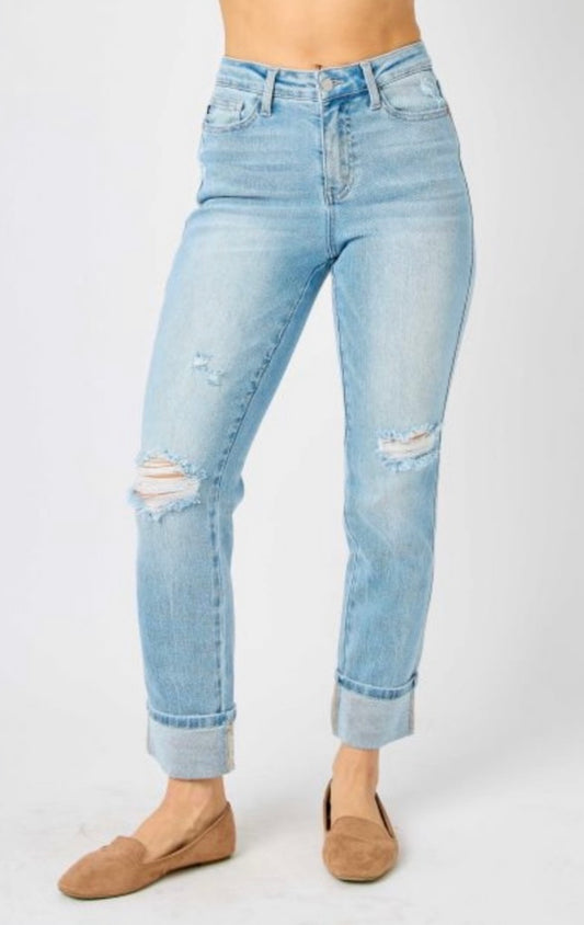 JUDY BLUE - Boyfriend Cuffed Jeans