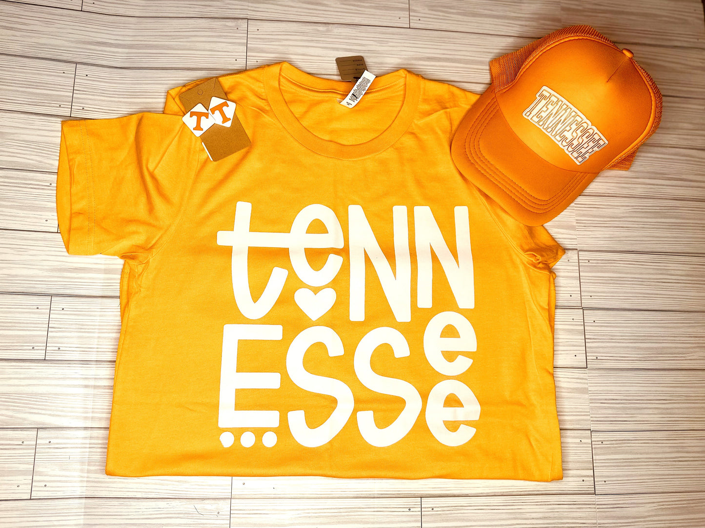 Orange "TENNESSEE" Heart Short Sleeve T-Shirt