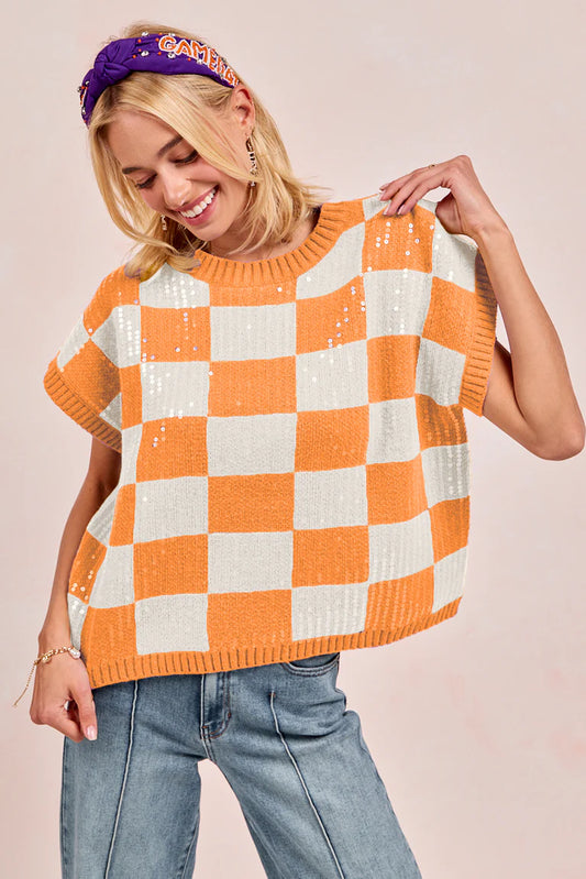 GAMEDAY THEME SEQUIN ALL-OVER SWEATER TOP
