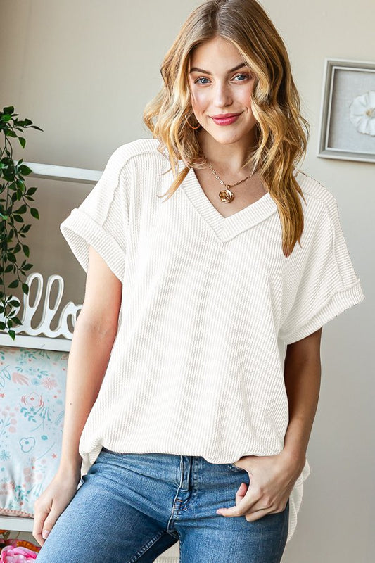 Corded V Neck