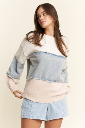 Denim Stripe Sweatshirt