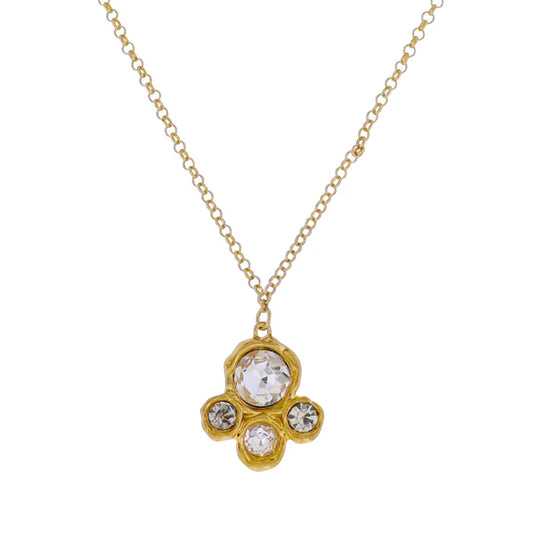 Gold Belcher Chain Necklace with Artisan Crystal Cluster