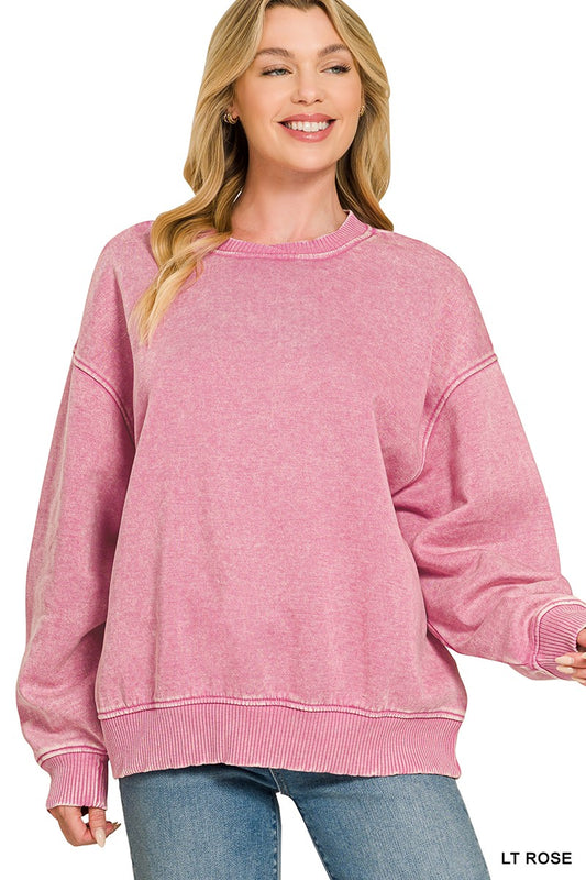 Acid Wash  Fleece Pullover