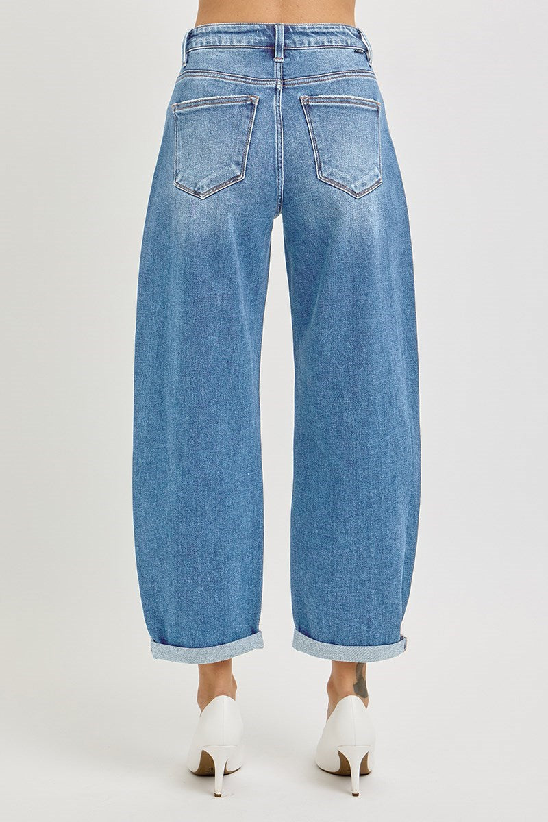 RISEN HIGH RISE CROP MILD BARREL JEANS
