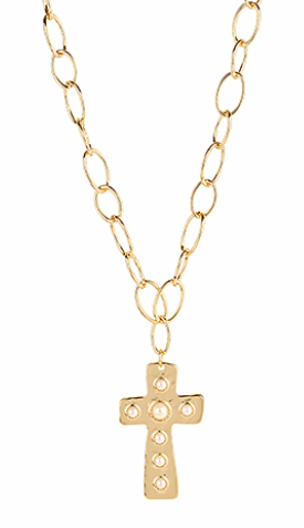 Pave Stone Cross Necklace