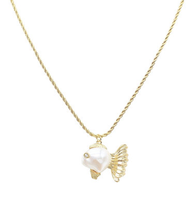 Pearl Fish Pendant Necklace