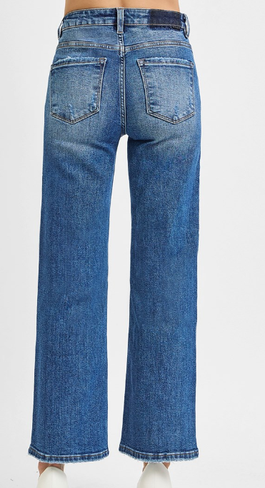 RISEN  HIGH RISE ANKLE STRAIGHT RELAXED JEANS