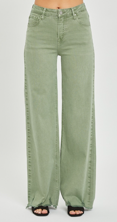 RISEN OLIVE HIGH RISE WIDE PANTS